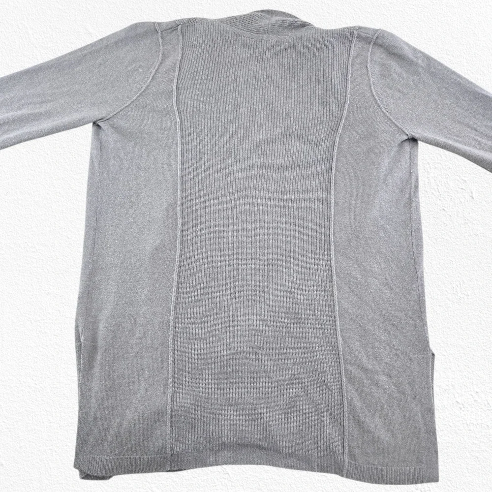 Kinross 100% Cashmere Gray Open Front Cardigan Sweater Large Pockets Luxe Soft